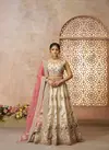 Kf 35 White Zari Silk Embroidery Work Lehenga Choli & Dupatta Wholesale Market In Surat With Price